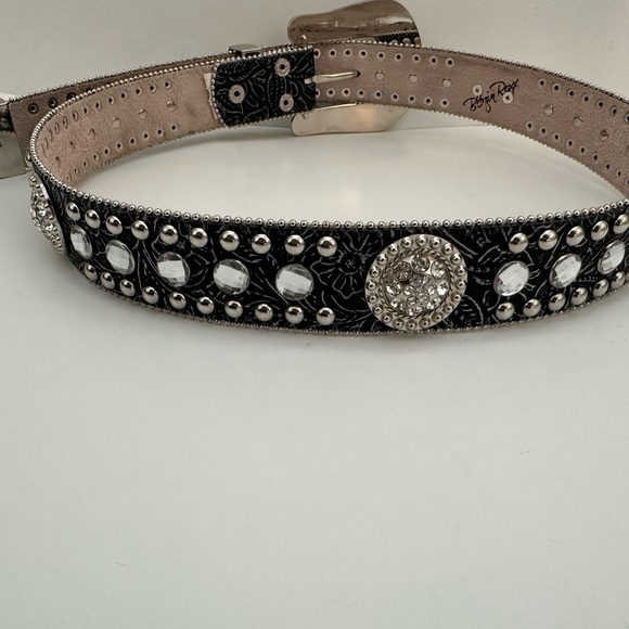 Western Black and Silver Studded Belt, size M - Picture 2 of 7